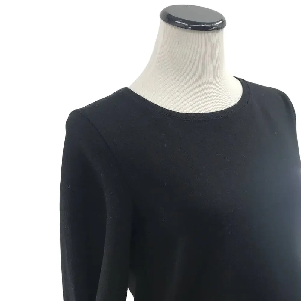 J. Crew Black Tie Sleeve Cotton Pullover Sweatshirt